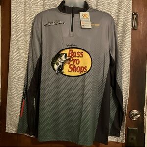New NWT Bass Pro Shops BPS 1/4 Zip Fishing Longsleeve Jersey Large Green Poly